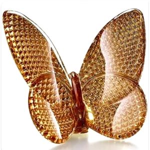 Like New Baccarat 2.6" Lucky Crystal 20K Gold Diamant Butterfly